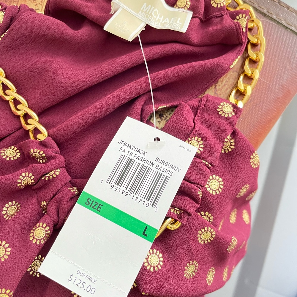 Michael Kors women Halter top size L, NEW Color Burgundy - Picture 6 of 11